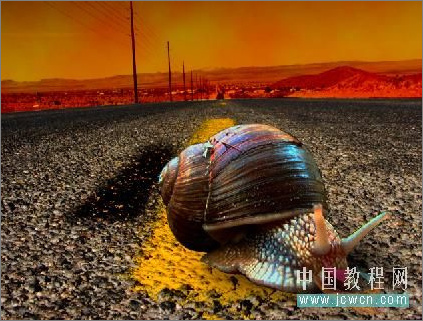 Photoshop合成教程：打造公路上狂奔的蜗牛