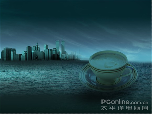 photoshop打造杯子中海浪特效