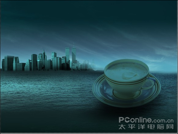 photoshop打造杯子中海浪特效