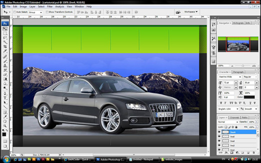 Photoshop网页制作教程：设计制作汽车网站头