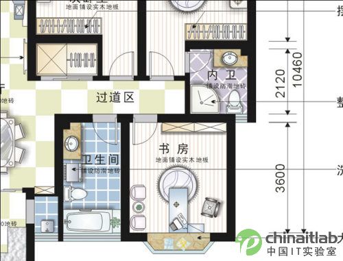 Coreldraw绘制彩色装修平面图_天极设计在线整理