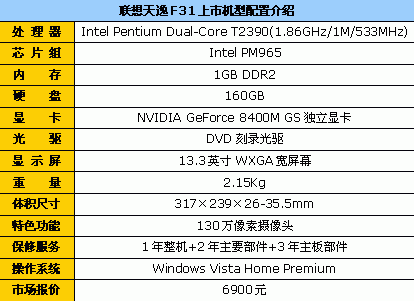 13英寸双核独显 联想天逸F31售6900元