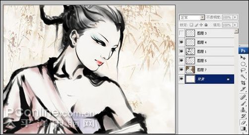 Photoshop CS3 打造水墨风格美女