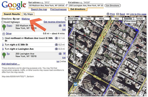 Google Maps Walking Directions