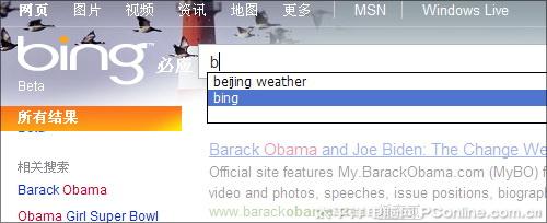 “必应”只能借助地址栏实