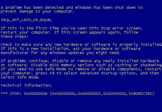 Windows常见蓝屏故障分析
