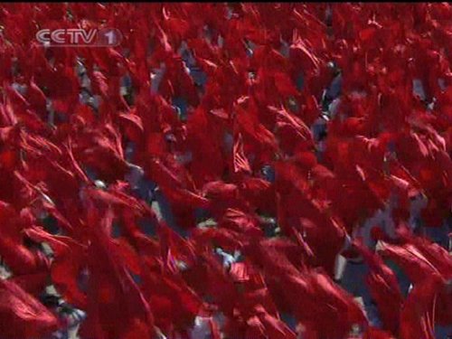 组图：群众游行--毛泽东思想标语方阵