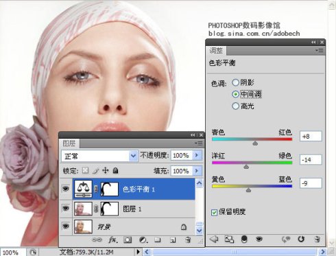 Photoshop打造漂亮的紫色人物签名效果