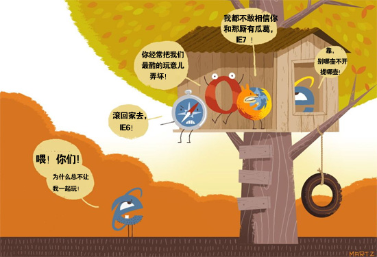 国外设计师画漫画调侃IE6  讽刺其阻碍网络发展