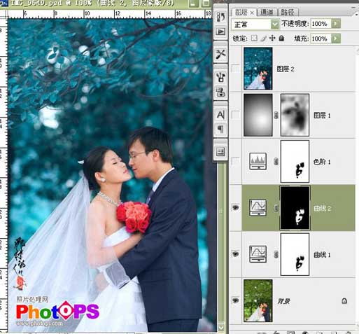 Photoshop调出婚片的稳重深蓝色