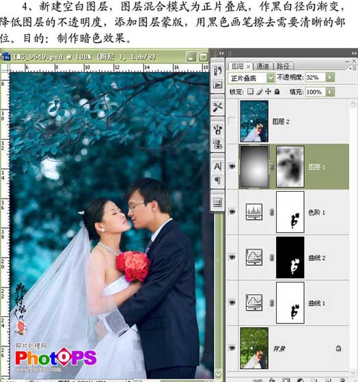 Photoshop调出婚片的稳重深蓝色