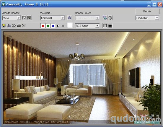 3ds MAX渲染实例教程：客厅效果图制作