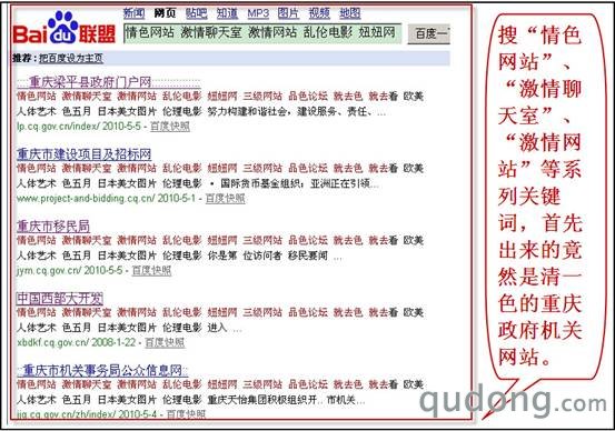 图一：重庆部分政府网站被挂上了色情网站“黑链”