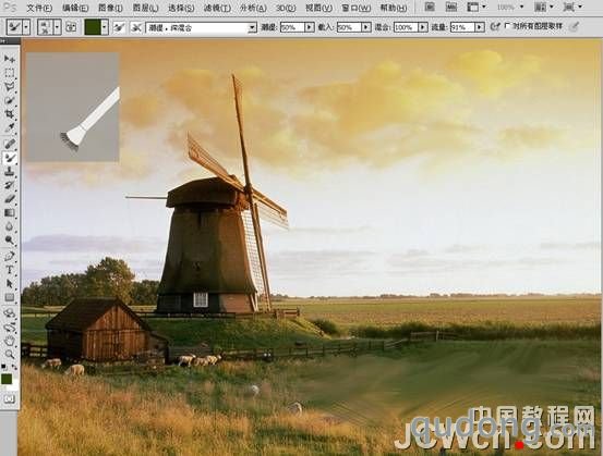 Photoshop CS5新功能教程：混合器画笔轻松圆你画家梦_中国教程网