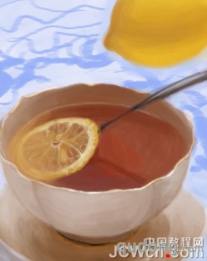 Photoshop鼠绘教程：手绘进阶案例【柠檬茶的绘制】_中国教程网