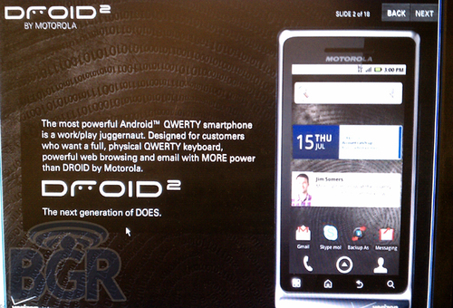 Droid 2本月正式发售 培训资料终曝光