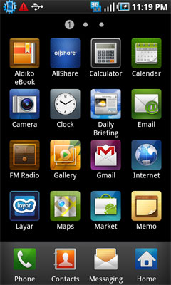 3.7寸超级AMOLED+Touchwiz3.0