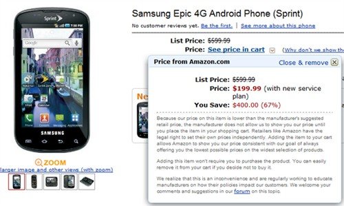 亚马逊预售三星Epic 4G 价格低于预期
