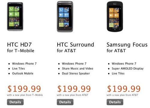 HTC HD7领衔 多款全新WP7旗舰正式上市