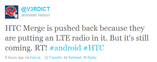 添加LTE收音机功能 HTC Merge将延期发布