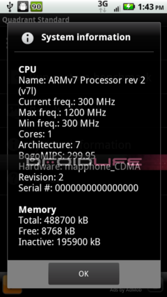 MOTO Droid 2 全球版 主频增至1.2 GHz