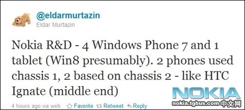 诺基亚正在开发四款WP7手机和一款Win8平板