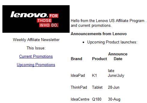 ThinkPad首款平板或于本月底发布