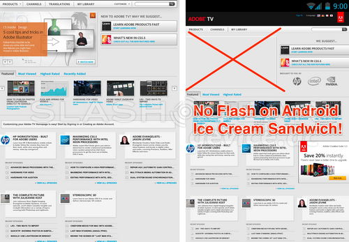 Adobe更新不力 谷歌确认Android 4.0暂不支持Flash