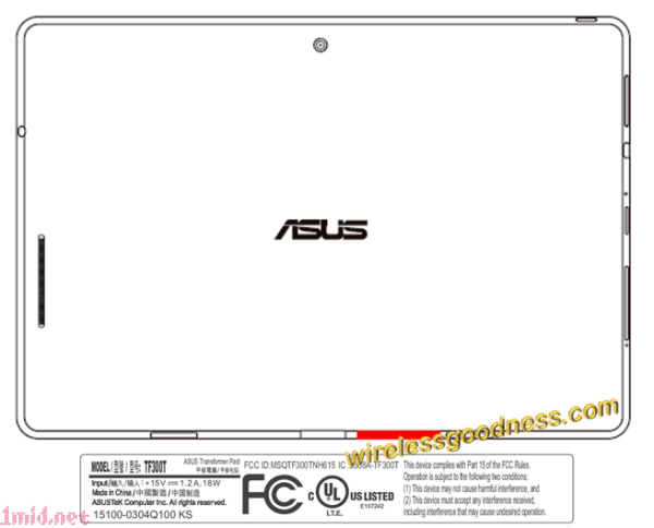 tf300t 华硕TF300T 四核平板电脑已通过FCC认证