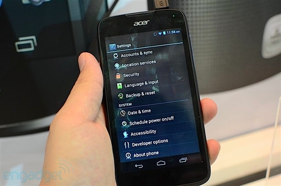 另类后背设计 宏基三款Android手机亮相
