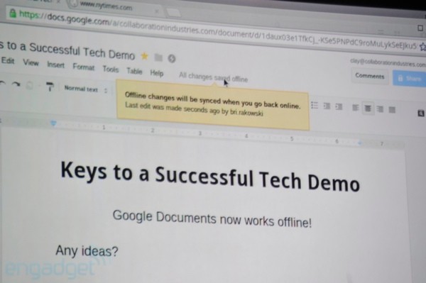 Google announces offline editing for Docs, available later today
