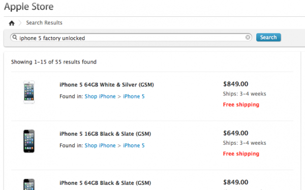 美版无锁 iPhone 5 售价信息现身苹果官网