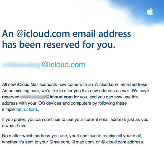 苹果为前 MobileMe 用户预留 @iCloud.com 邮件地址