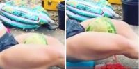 澳洲女用大腿5秒夹爆西瓜 台媒:人肉榨汁机(图)
