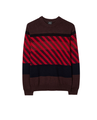 保罗史密斯 PS Paul Smith男士暗红色不规则条纹针织衫 保罗史密斯 PS Paul Smith男士暗红色不规则条纹针织衫