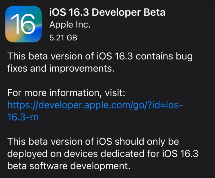苹果iOS16.3Beta版发布：支持物理安全密钥