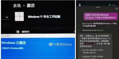 离了个大谱，搭载ChatGPT的新Bing可以帮找序列号激活Win11