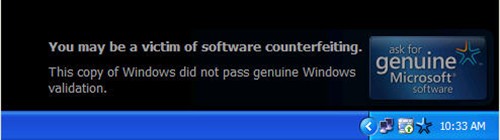 Windows盗版提醒软件升级 醒目大字体提示