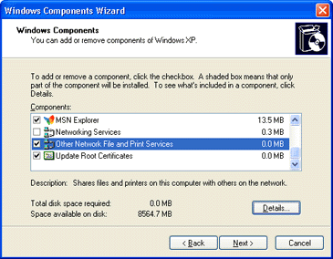 Windows XP 中如何安装UNIX打印服务