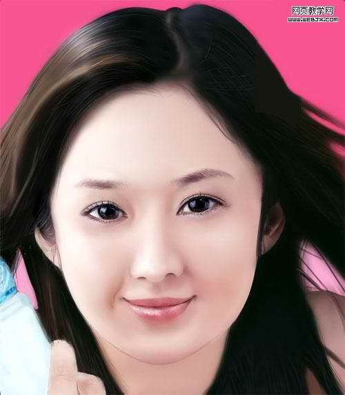 Photoshop手绘教程：漂亮美女头部(1)