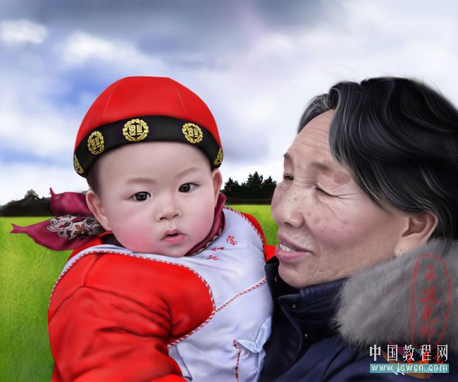 Photoshop鼠绘教程：人物写生之我的奶奶和宝宝(1)