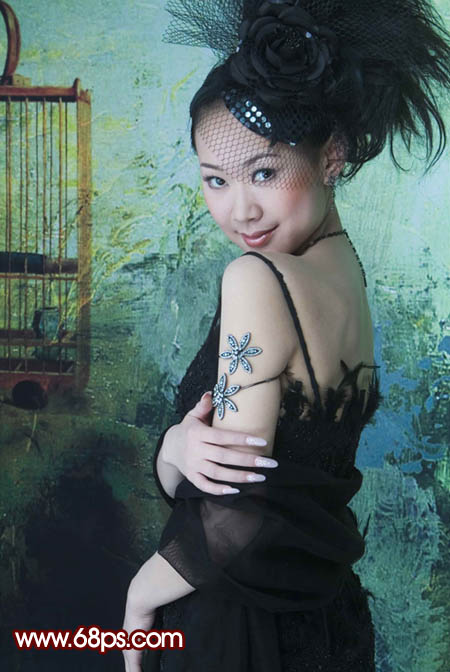 Photoshop调出人物照片古典暗红色(1)