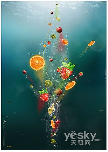 清凉一夏！Photoshop打造海中水果效果(1)
