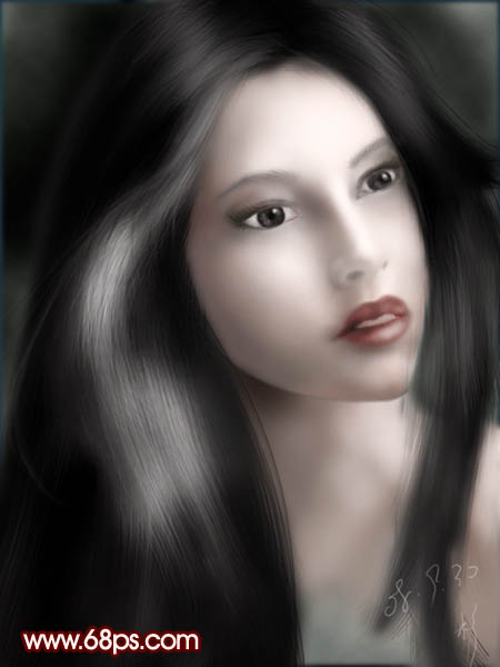 Photoshop简单鼠绘美女半身像(1)
