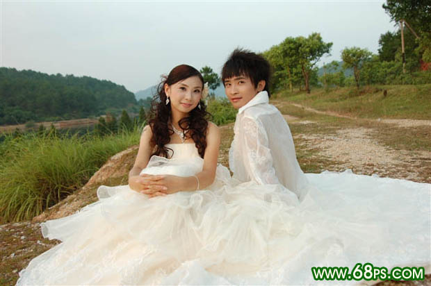 Photoshop简单给室外婚片润色和调光(1)
