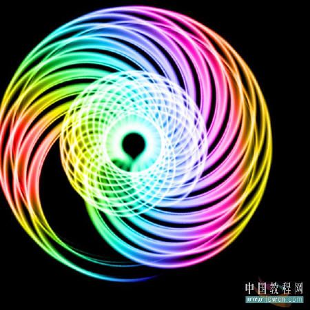 Photoshop制作螺旋状彩色线条图形