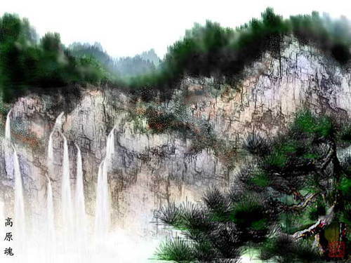 Photoshop表现中国画中岩石的关键技巧