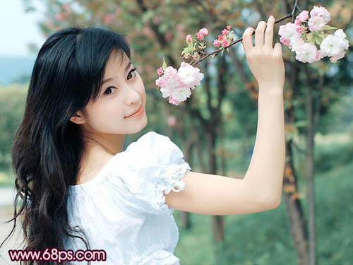 Photoshop调出漂亮MM甜美的挑花色(1)
