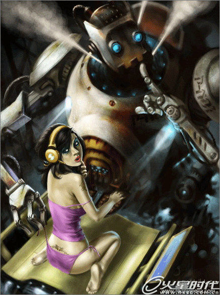 用Photoshop鼠绘机器人与女机械师(1)