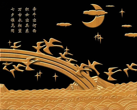 Photoshop制作七夕鹊桥会铜版画